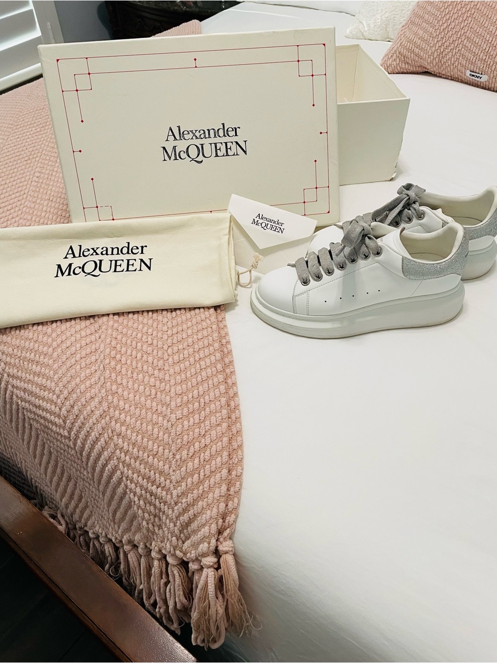 Alexander McQueen White Sneakers with Gray Accents